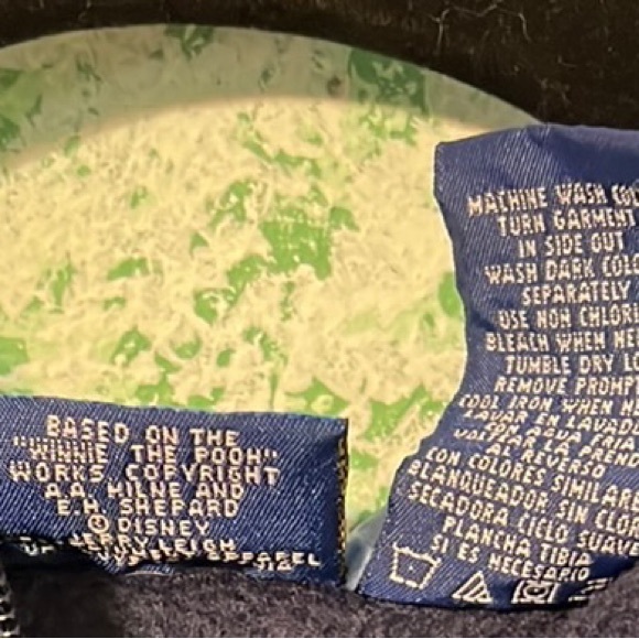 Winnie the Pooh fleece pullover 1/4 zip w/lined hood vintage Blue SZ L - Picture 7 of 7